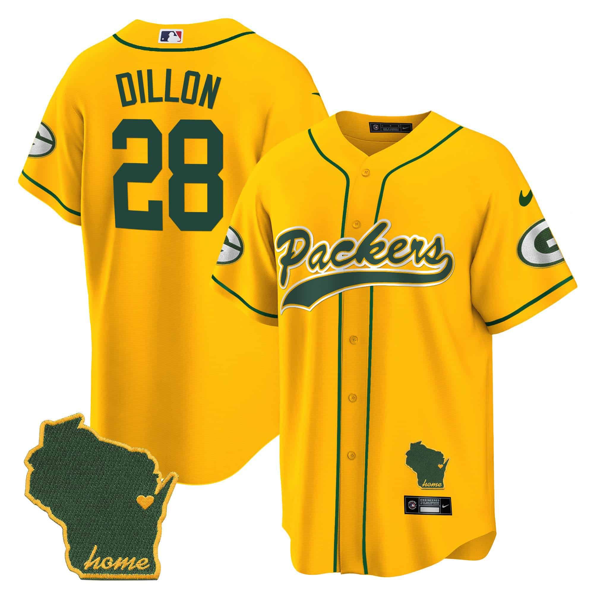 Men Green Bay Packers #28 Dillon Yellow 2024 Nike Home Patch Baseball NFL Jersey->indianapolis colts->NFL Jersey